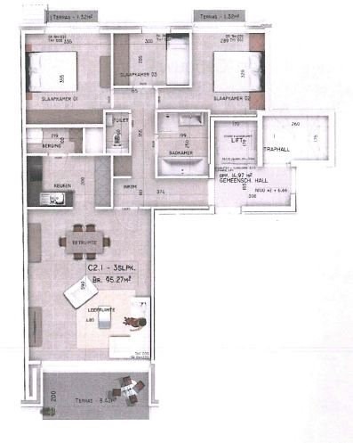 Appartement met 2 slpks en garage 
