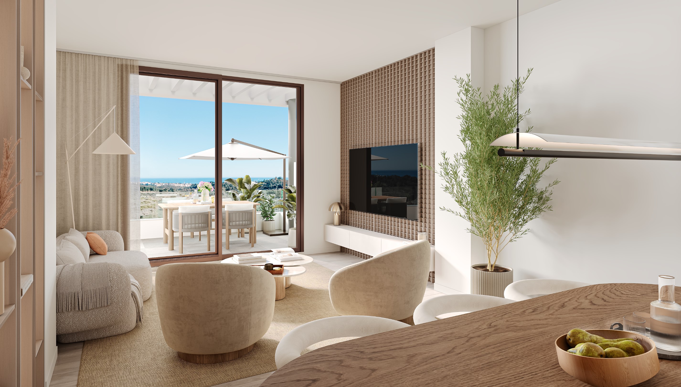 Balance, complexe moderne avec 75 appartements dans le magnifique Mijas. Profitez de vues sur la mer et la montagne et profitez des espaces communs, parfaits pour la d&#233;tente, le sport et le bien-&#234;tre. 