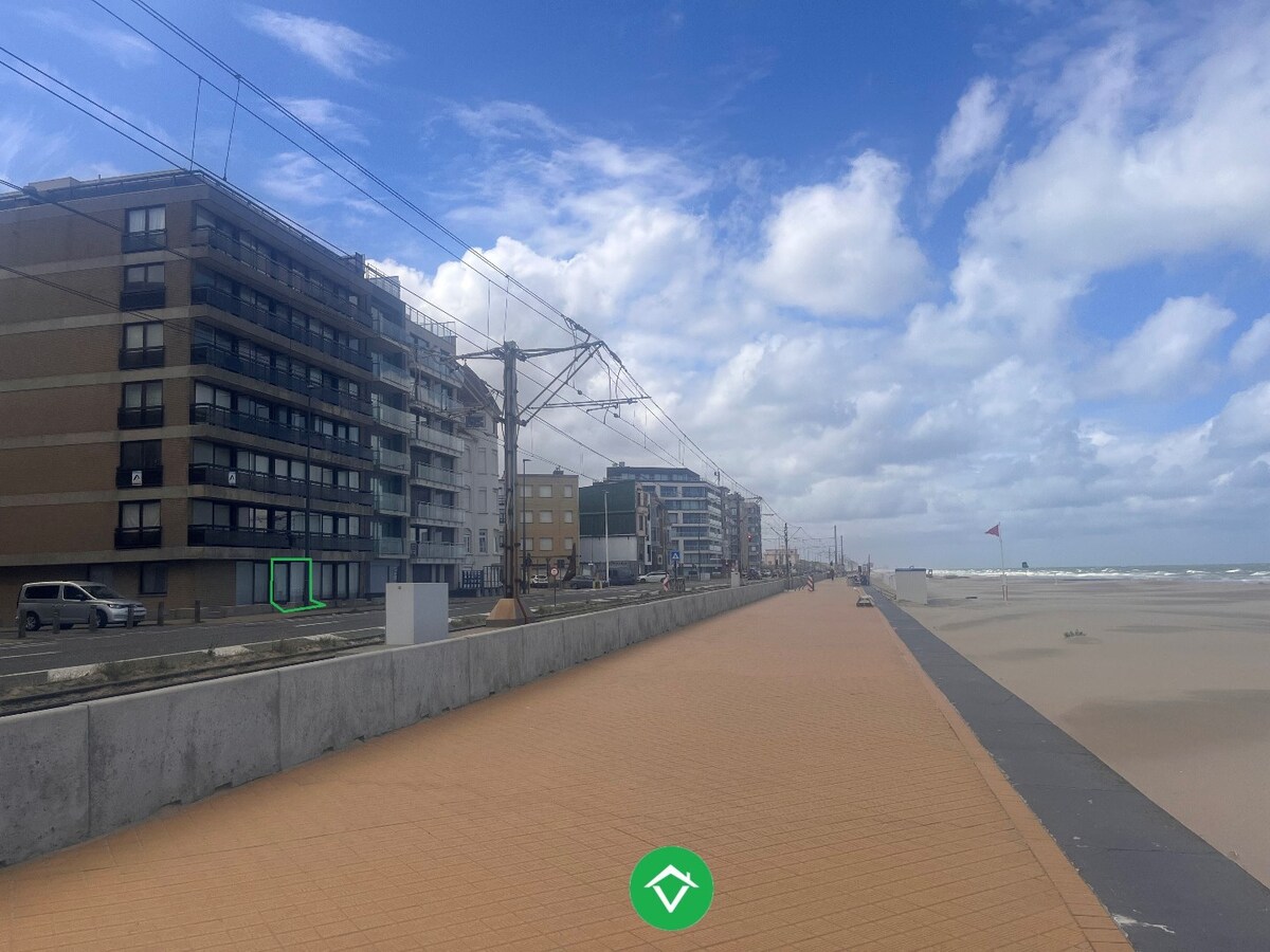 Vernieuwde gelijkvloersstudio met frontaal zeezicht, aan de dijk van Raversijde 