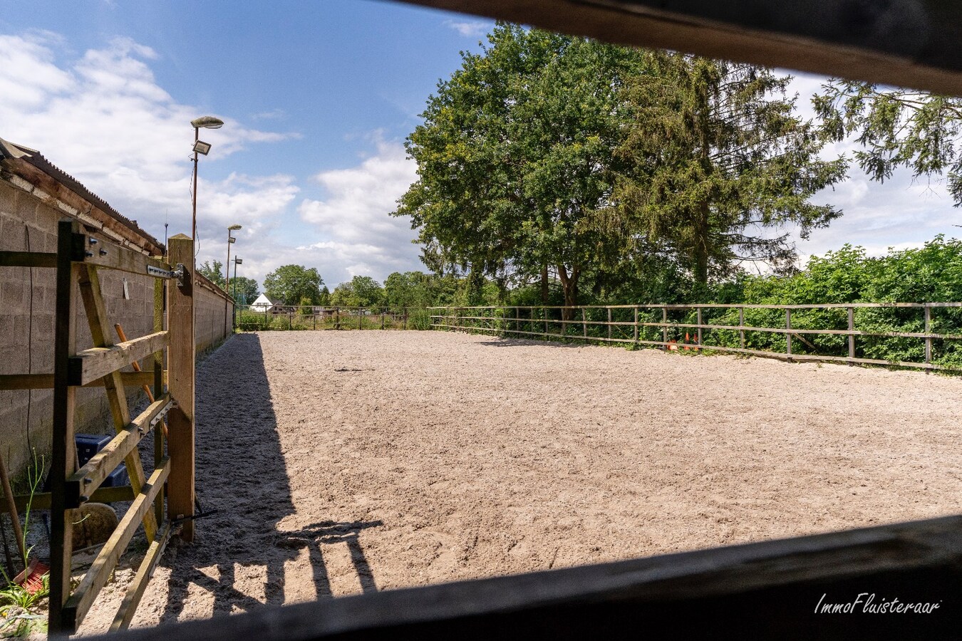 Paardenaccommodatie met 46 stallen, buitenpiste en hangaar op ca. 55 are te Linkhout (Lummen) 