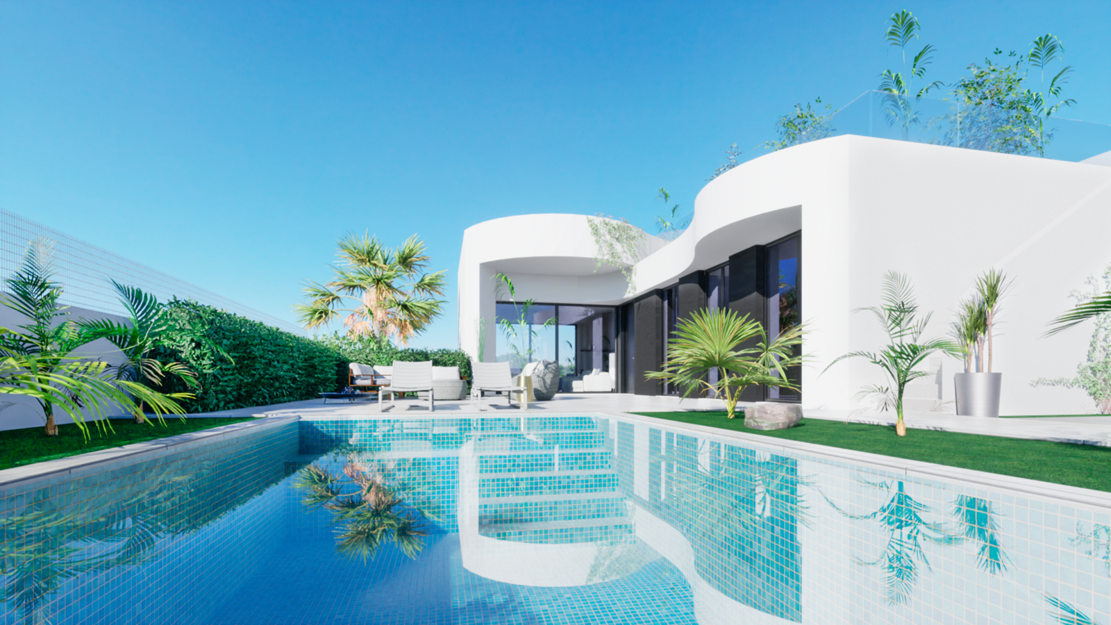 Gelijkvloerse villa&#39;s met zwembad op toplocatie in Lomas de Cabo Roig 