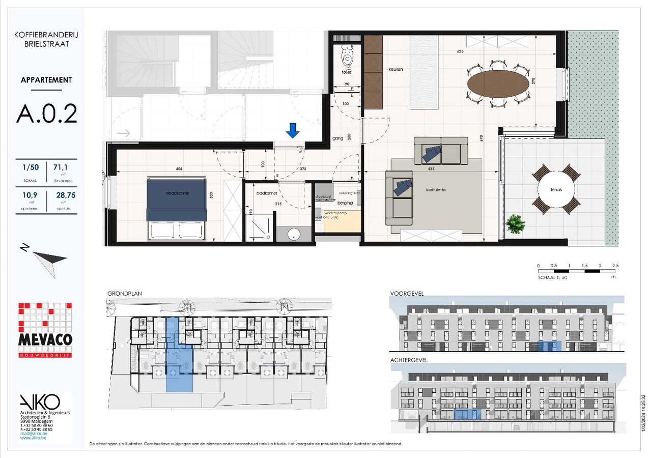 Gelijkvloers appartement met 1 slaapkamer en tuin 