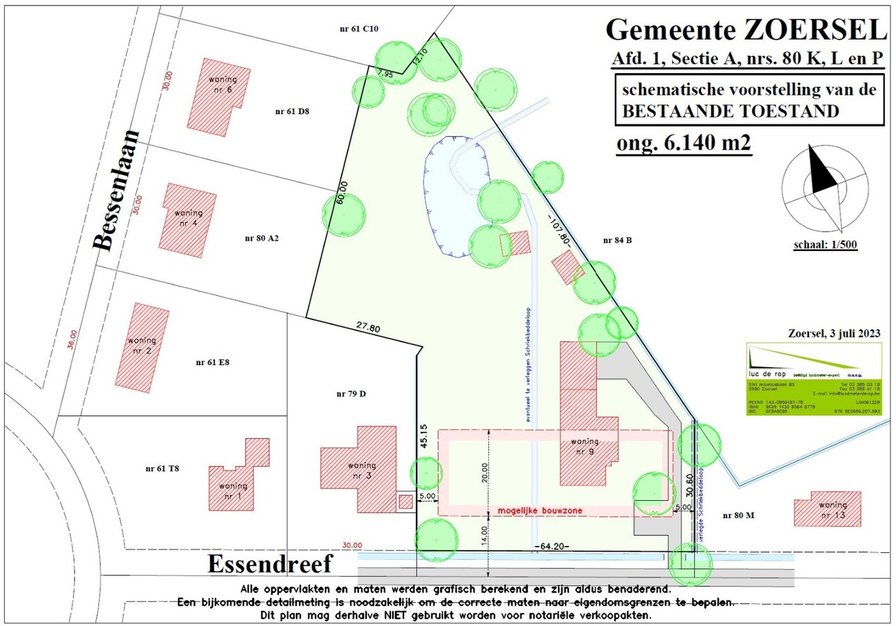 Te verkavelen grond van 6.140 m&#178; met 64,20 meter langsheen de straat te Zoersel 