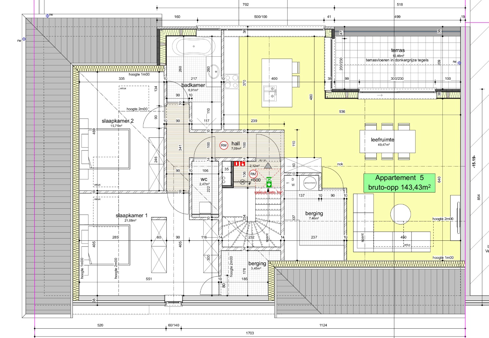 Nieuwbouwappartement op de 2de verdieping van 143,43m&#178; met terras 