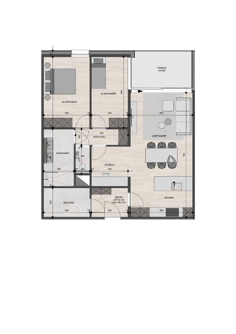 Appartement op de 1ste verdieping van 94,80m&#178; met twee slaapkamers 